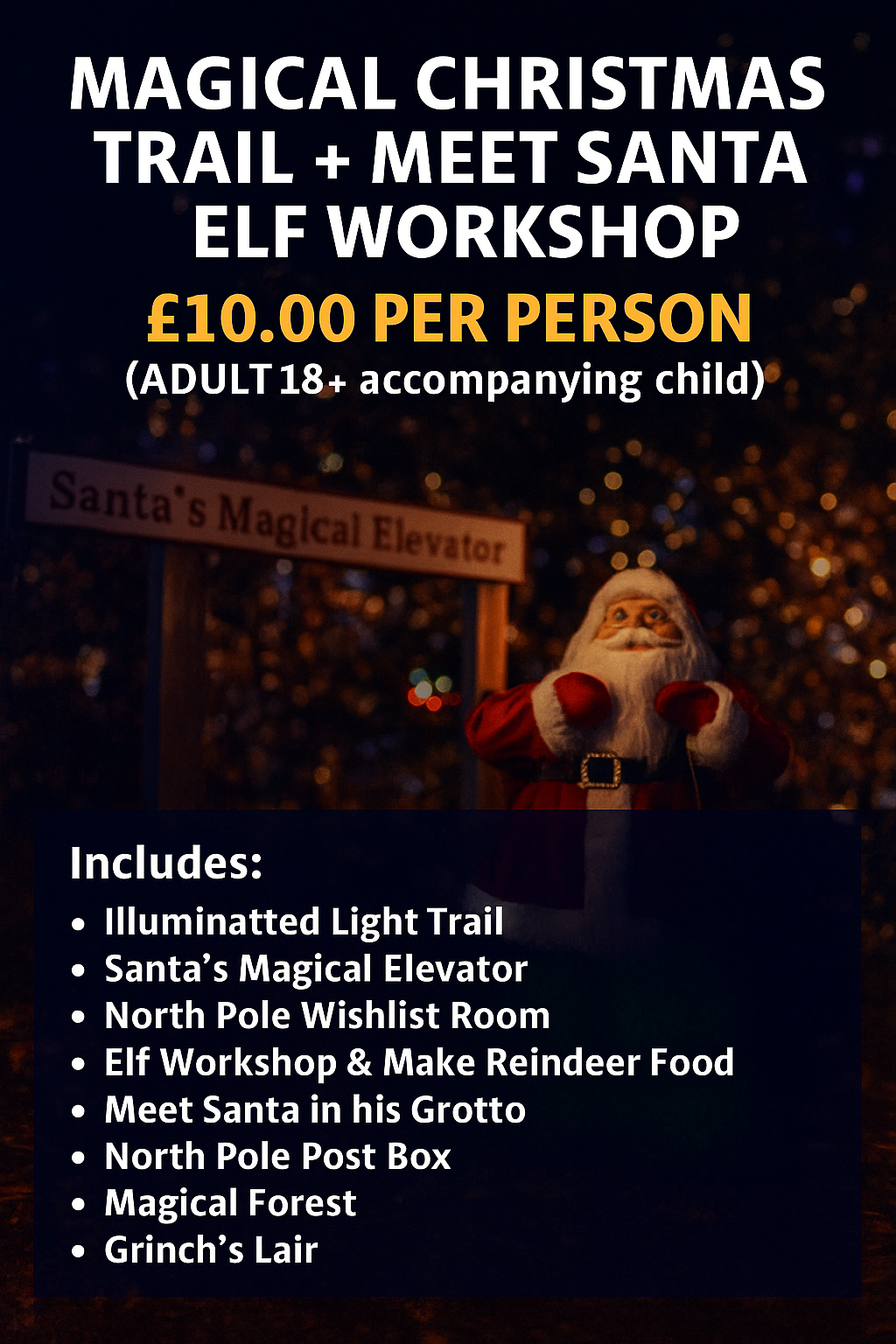 Magical Christmas Trail + Meet Santa + Elf Workshop (ADULT 18+ Accompanying Child)